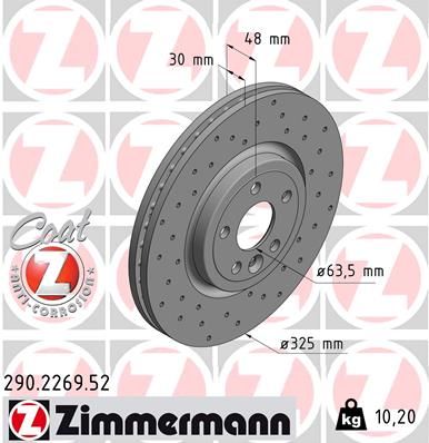 Stabdžių diskas ZIMMERMANN 290.2269.52