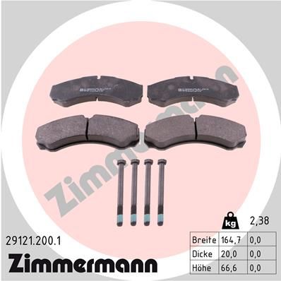 Комплект гальмівних накладок, дискове гальмо ZIMMERMANN 29121.200.1