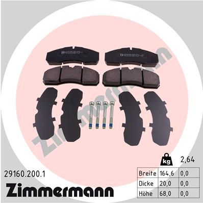 Комплект гальмівних накладок, дискове гальмо ZIMMERMANN 29160.200.1