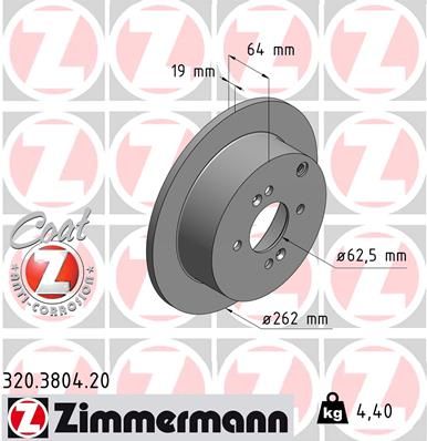 Stabdžių diskas ZIMMERMANN 320.3804.20