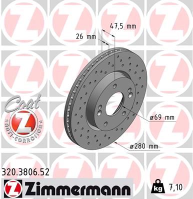 Stabdžių diskas ZIMMERMANN 320.3806.52