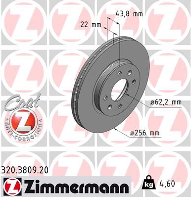 Гальмівний диск ZIMMERMANN 320.3809.20