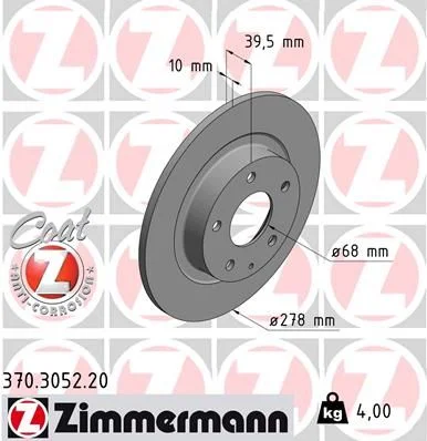 Stabdžių diskas ZIMMERMANN 370.3052.20