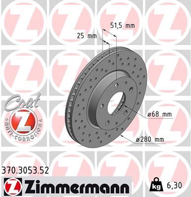 Stabdžių diskas ZIMMERMANN 370.3053.52