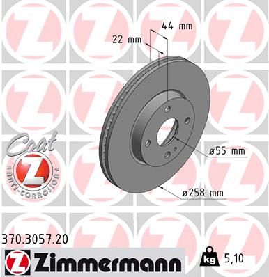 Stabdžių diskas ZIMMERMANN 370.3057.20