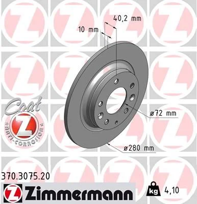 Stabdžių diskas ZIMMERMANN 370.3075.20