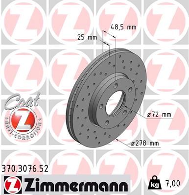 Brake Disc ZIMMERMANN 370.3076.52