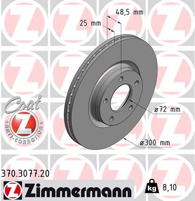 Гальмівний диск ZIMMERMANN 370.3077.20