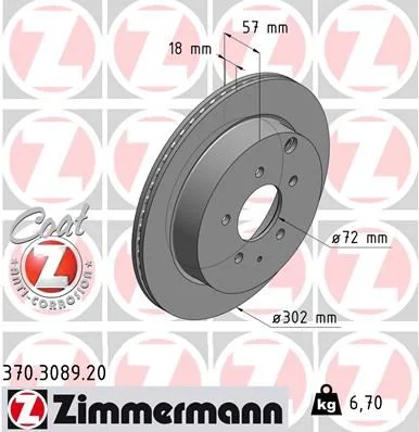 Stabdžių diskas ZIMMERMANN 370.3089.20