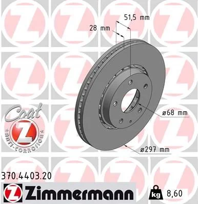 Stabdžių diskas ZIMMERMANN 370.4403.20