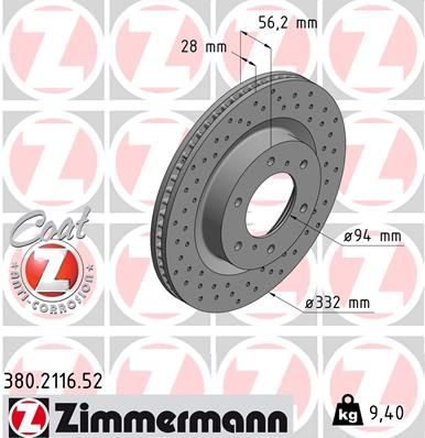 Brake Disc ZIMMERMANN 380.2116.52