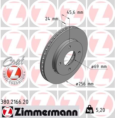 Brake Disc ZIMMERMANN 380.2166.20