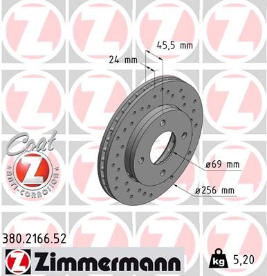 Brake Disc ZIMMERMANN 380.2166.52