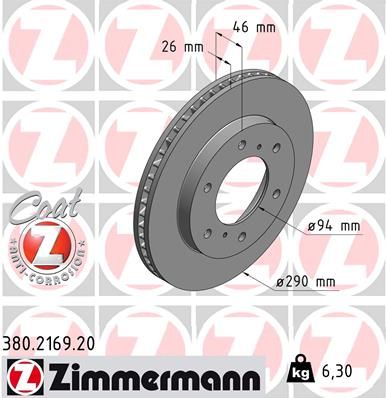 Stabdžių diskas ZIMMERMANN 380.2169.20