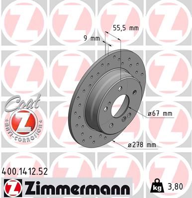 Гальмівний диск ZIMMERMANN 400.1412.52