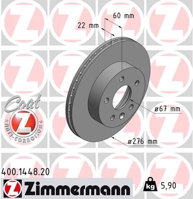 Stabdžių diskas ZIMMERMANN 400.1448.20