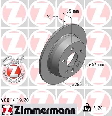 Гальмівний диск ZIMMERMANN 400.1449.20
