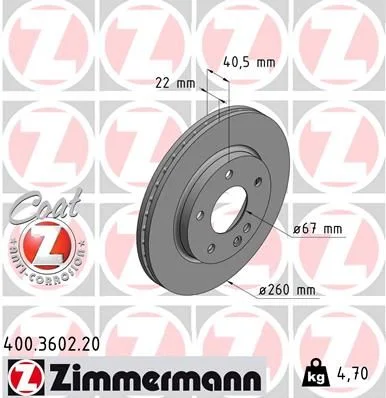 Stabdžių diskas ZIMMERMANN 400.3602.20