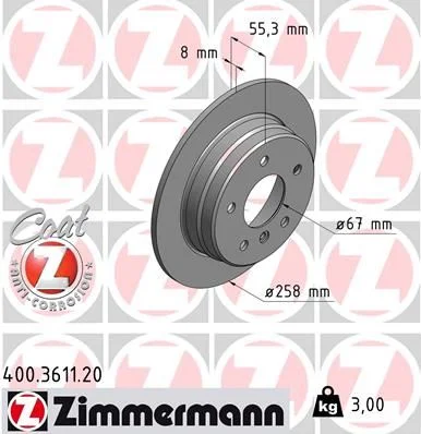 Stabdžių diskas ZIMMERMANN 400.3611.20