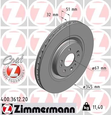 Stabdžių diskas ZIMMERMANN 400.3612.20