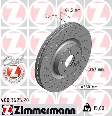 Гальмівний диск ZIMMERMANN 400.3625.20