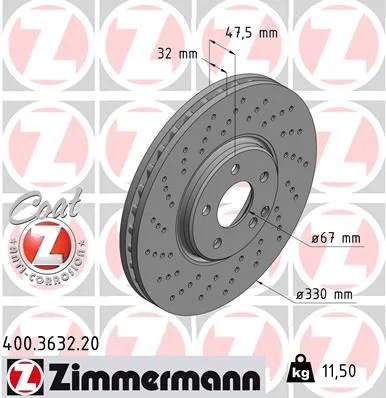 Stabdžių diskas ZIMMERMANN 400.3632.20