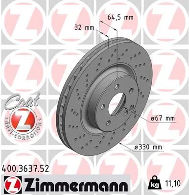 Гальмівний диск ZIMMERMANN 400.3637.52