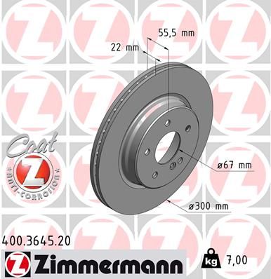 Stabdžių diskas ZIMMERMANN 400.3645.20