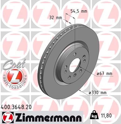 Stabdžių diskas ZIMMERMANN 400.3648.20