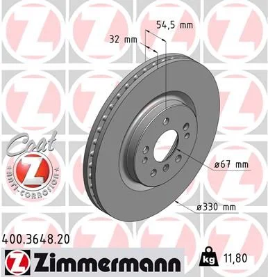 Stabdžių diskas ZIMMERMANN 400.3648.20
