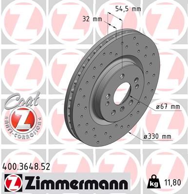 Stabdžių diskas ZIMMERMANN 400.3648.52