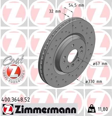 Гальмівний диск ZIMMERMANN 400.3648.52