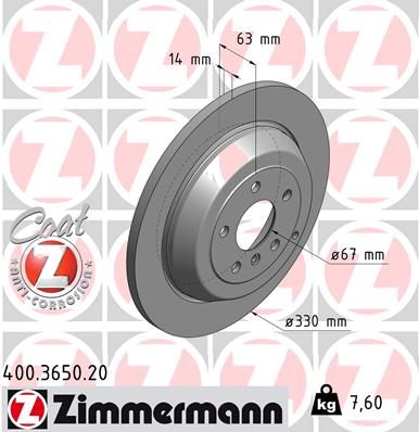 Гальмівний диск ZIMMERMANN 400.3650.20