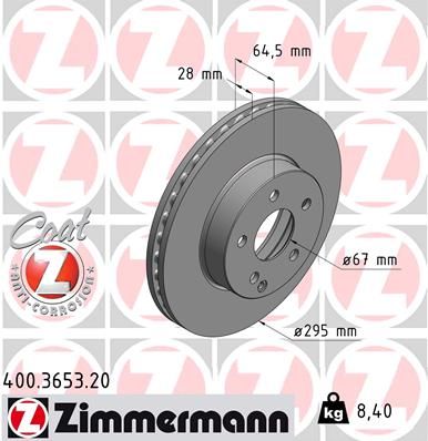 Гальмівний диск ZIMMERMANN 400.3653.20