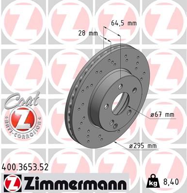 Гальмівний диск ZIMMERMANN 400.3653.52