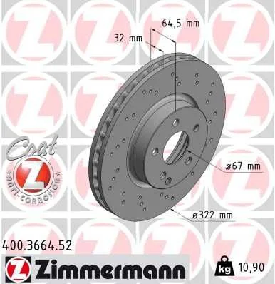 Stabdžių diskas ZIMMERMANN 400.3664.52