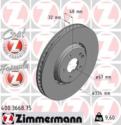 Гальмівний диск ZIMMERMANN 400.3668.75