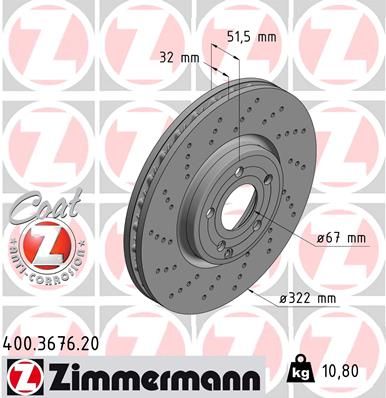 Гальмівний диск ZIMMERMANN 400.3676.20