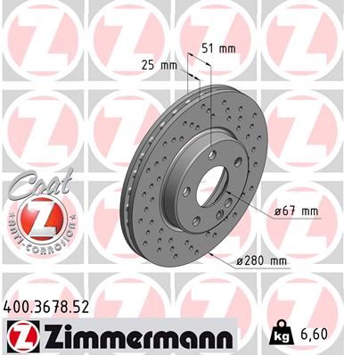 Stabdžių diskas ZIMMERMANN 400.3678.52