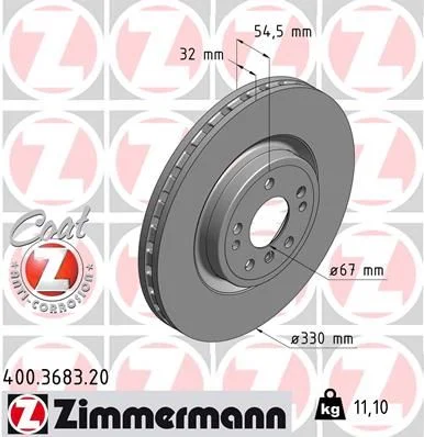 Stabdžių diskas ZIMMERMANN 400.3683.20