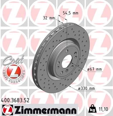 Stabdžių diskas ZIMMERMANN 400.3683.52