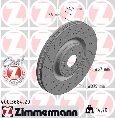 Гальмівний диск ZIMMERMANN 400.3684.20