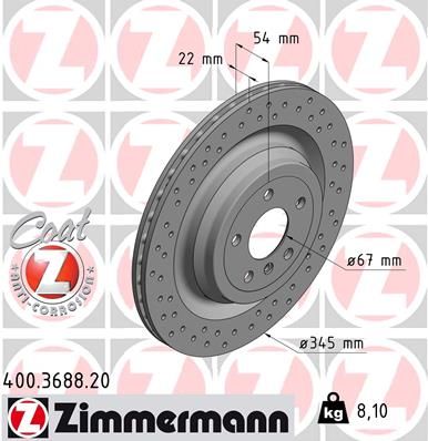 Stabdžių diskas ZIMMERMANN 400.3688.20