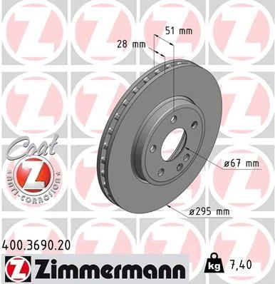 Stabdžių diskas ZIMMERMANN 400.3690.20