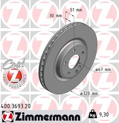 Stabdžių diskas ZIMMERMANN 400.3693.20