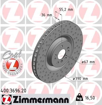 Stabdžių diskas ZIMMERMANN 400.3696.20