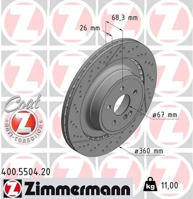 Stabdžių diskas ZIMMERMANN 400.5504.20