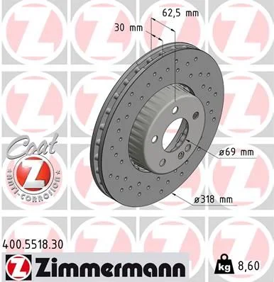 Stabdžių diskas ZIMMERMANN 400.5518.30