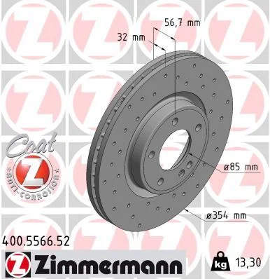 Stabdžių diskas ZIMMERMANN 400.5566.52