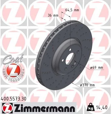 Stabdžių diskas ZIMMERMANN 400.5573.30